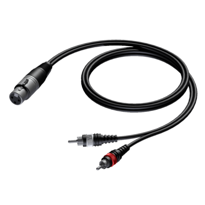 Procab CAB704/3 XLR female to 2 x RCA/Cinch male 3 meter