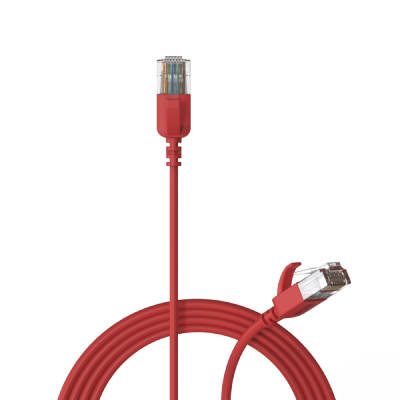 PROCAB CSD560R/2 Kabel sieciowy Slimline - CAT6A RJ45 - RJ45 U/UTP Wersja czerwona - 2 m