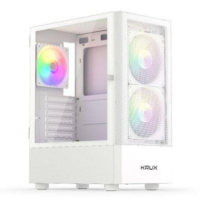 Obudowa komputerowa KRUX Vako White RGB ATX, z oknem, bez zasilacza, biała