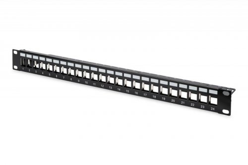 Patch panel pusty DIGITUS 19 cali 24 port 1U do modułów keystone (RAL 9005)
