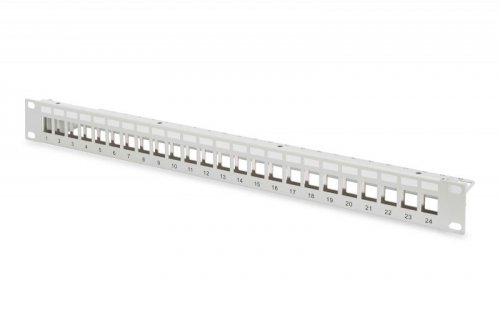 Patch panel pusty DIGITUS 19 cali 24 port 1U do modułów keystone (RAL 7035)