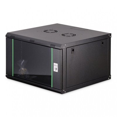 Szafa sieciowa wisząca jednosekcyjna DIGITUS Dynamic 19" 7U, 600x600, drzwi szyba, czarny, niezmontowana, 60kg