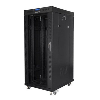 Szafa instalacyjna Rack stojąca 19 cali 22U 800x800 Drzwi Szklane czarna Lanberg (flat pack) LCD