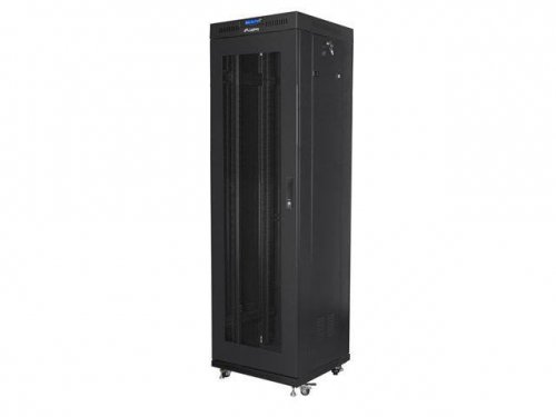 Szafa instalacyjna Rack stojąca 19 cali 42U 600x600 LCD Drzwi Perforowane czarna Lanberg (flat pack) V2