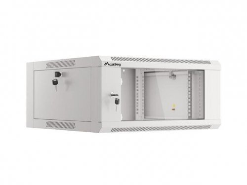 Szafa instalacyjna Lanberg rack wisząca 19 cali 4U 600 drzwi szklane szara (złożona) - USZ OPAK