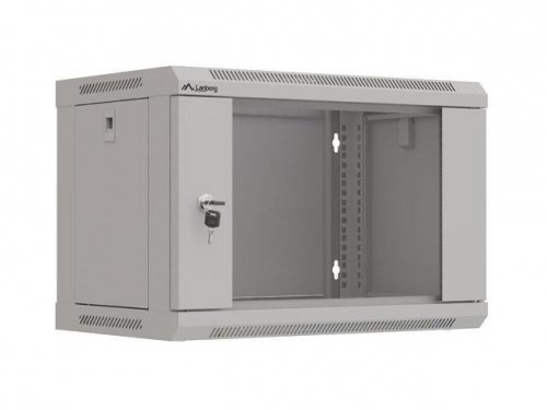 Szafa instalacyjna Rack wisząca 19 cali 6U 540x350 szara Drzwi przeszklone Lanberg (flat pack)