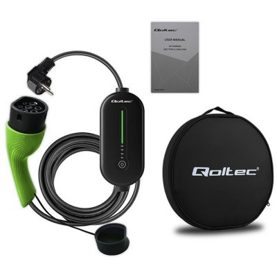 Qoltec Mobilna ładowarka do samochodu elektrycznego EV z regulacją 2w1  Typ2 | 3.5kW | 230V | LCD | LED | 5m