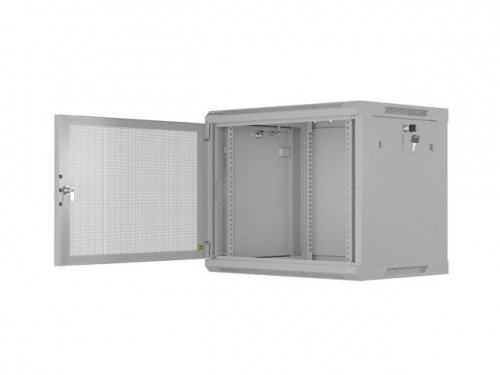 Lanberg Szafa instalacyjna rack wisząca 19 cali 9U 600x450 drzwi perforowane (flat pack) szara