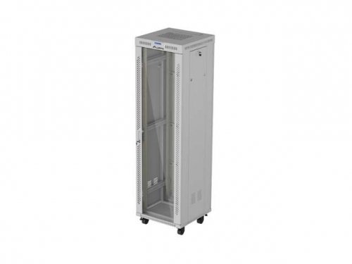 Lanberg Szafa instalacyjna rack stojąca 19" 42U 600x600 szara drzwi     przeszklone  LCD (Flat pack)