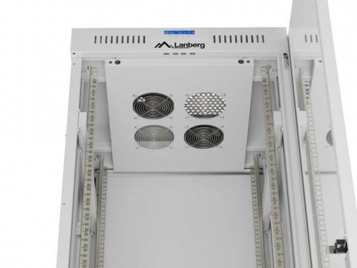Lanberg Szafa instalacyjna rack stojąca 19" 42U 600x600 szara drzwi     przeszklone  LCD (Flat pack)