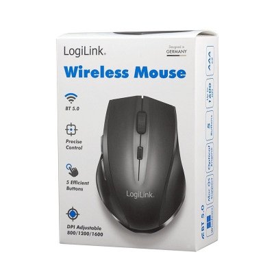 LogiLink Mysz bezprzewodowa BT 5.0,ergonomiczna, czarna