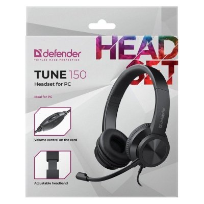 Defender Słuchawki nauszne z mikrofonem TUNE 150 czarne