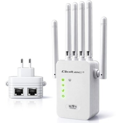 Qoltec Wzmacniacz syganłu WiFi 6 | Repeater | Access Point | AX1200 Mb/s| 6 anten | 2xRJ45 | 128MB