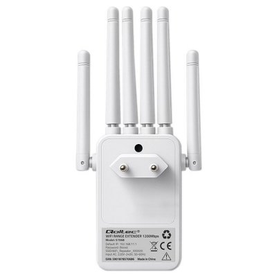 Qoltec Wzmacniacz syganłu WiFi 6 | Repeater | Access Point | AX1200 Mb/s| 6 anten | 2xRJ45 | 128MB