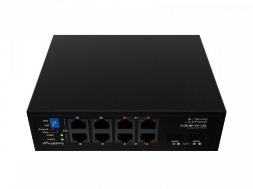 Lanberg Przełącznik ILGE-8P-2S-120 Light Industrial POE 4XBT 4XAT 2XSFP DIN Gigabait Ethernet