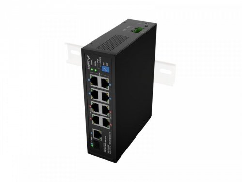 Lanberg Przełącznik Light ILFE-8P-1GE-1S-120 Light Industrial POE 4XBT 4XAT  SFP+ ETH DIN FAST Ethernet