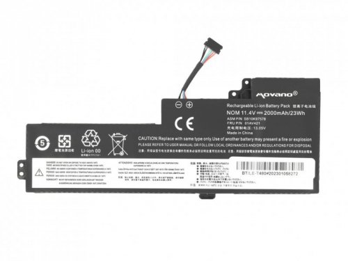 Movano Bateria 01AV419 do Lenovo T470 T480 A475 A485 - 2000 mAh (23 Wh)