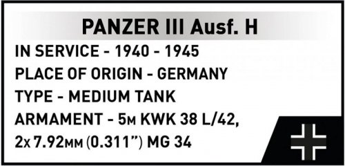 Cobi Klocki Klocki Panzer III Ausf.H 963 elementy