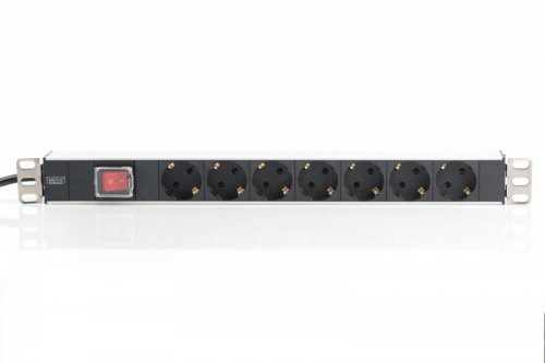 Digitus Listwa zasilająca PDU 19 cali RACK 7xSchuko, 2m 1xSchuko, 16A, wł./wył., aluminiowa