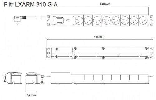 Lestar Listwa przeciwprzepięciowa LXARM 810, 3L, PDU, 3,0m, czarna