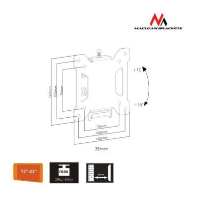 Maclean Uchwyt do telewizora lub monitora 13-27 cali MC-596 czarny 20kg  max vesa 100x100 TV