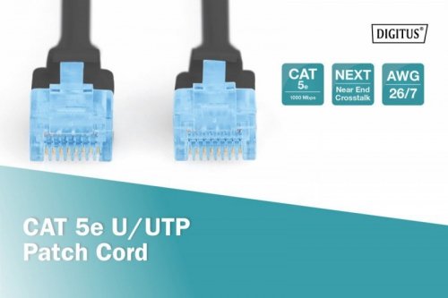 Digitus Patch cord RJ45/RJ45 U/UTP kat. 5e 2,0m AWG 26/7 PVC Czarny
