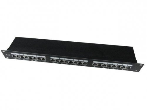 Gembird Patch Panel 24 Porty 1U 19'' Kat.6 ekran z funkcją organizacji   kabli czarny