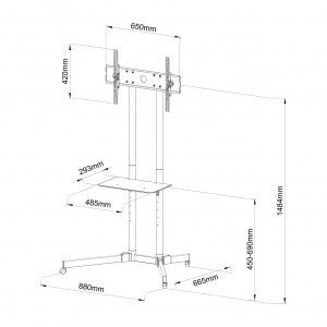 ART Stolik na kółkach + uchwyt do TBV 30-65&quot; 60KG S-08A
