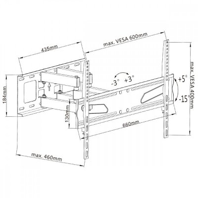 Maclean Uchwyt do telewizora 37-70 cali 45kg uniwersalny MC-723 B czarny max vesa 600x400