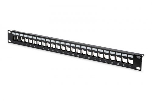 Digitus Patch panel 19, 24 porty Keystone, pusty, czarny