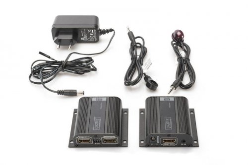 Digitus Przedłużacz/Extender HDMI do 50m po skrętce Cat.6/7 UTP, 1080p 60Hz FHD, HDCP 1.2, IR, audio(zestaw)