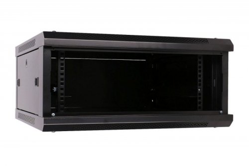 Extralink Szafka wisząca rack 4U 600x600 czarna szklane drzwi