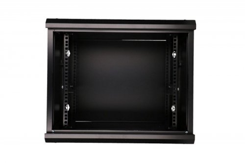 Extralink Szafka wisząca rack 9U 600x600 czarna szklane drzwi