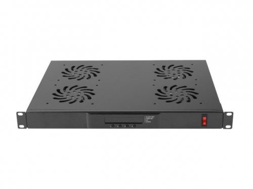 Lanberg Panel wentylacyjny LCD poziomy 1U z termostatem do szaf, 19 cali, 4 wentylatory, 230V, czarny