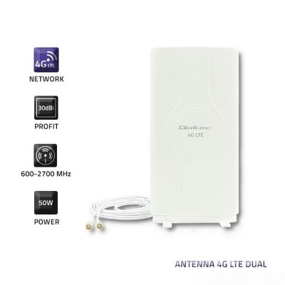 Qoltec Antena 4G LTE dookólna | 2xSMA | 30dBi | wewnętrzna