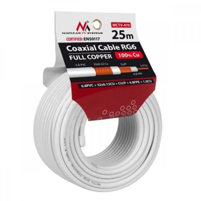 Maclean Kabel Koncentryczny RG6 25m MCTV-470
