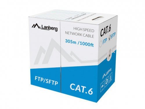 Lanberg Kabel SFTP Kat.6 CU 305 m drut szary