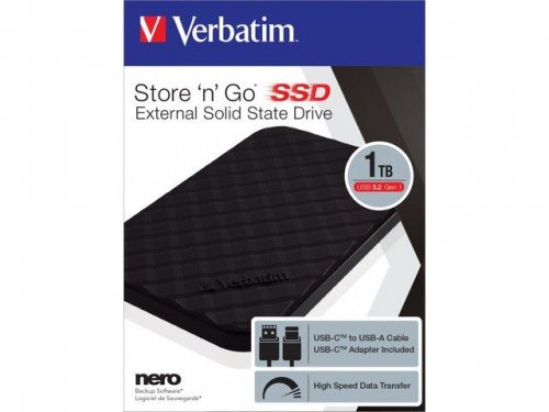 Verbatim Dysk zewnętrzny SSD Store N Go 1TB 2,5 cali USB-C 3.2 Czarny