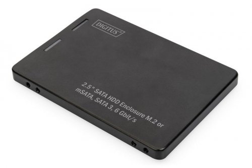 Digitus Adapter na dysk SATA/HDD 2,5 cali M.2 /mSATA SATA 3,6 Gbit/s, zapis do 520 MB/s Aluminiowa