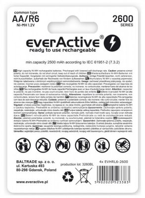 everActive Akumulatory paluszki R6/AA 2600 mAH, blister 4 szt.