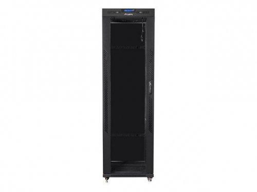 Lanberg Szafa instalacyjna rack stojąca 19 42u 600x600 czarna, drzwi szklane lcd (Flat pack)
