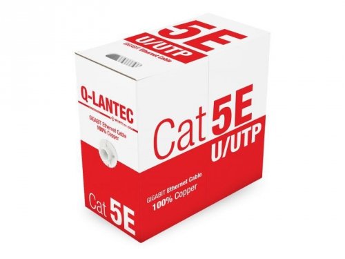 Q-LANTEC Kabel U/UTP kat.5E 24AWG PVC 100% Miedziane 305m - 10 lat gwarancji