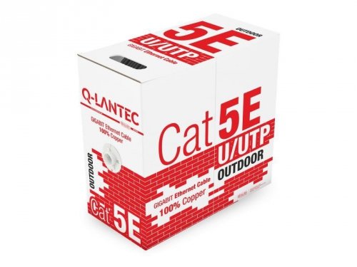Q-LANTEC Kabel U/UTP kat.5E Zewnętrzny Suchy 24AWG 100% Miedziane 305m - 10 lat gwarancji