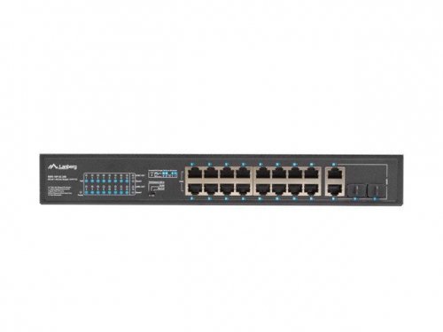 Lanberg Przełącznik Switch 16X100MB POE+/2XCombo niezarządzalny rack 19 cali Gigabit Ethernet 250W