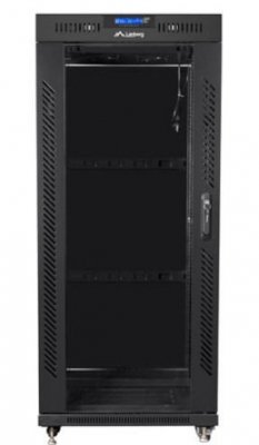 Lanberg Szafa instalacyjna RACK stojąca 19 cali 37u 800x1000 czarna drzwi szklane LCD (flat pack)