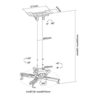 Neomounts Uchwyt sufitowy do projektora CL25-540BL1
