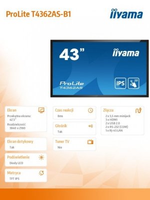 Monitor interaktywny 43 cale IIYAMA 43 T4362AS-B1 