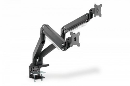 Digitus Ramię biurkowe podwójne z zaciskiem, 2xLCD, max. 35 cali, max. obciążenie 2x15kg, ze sprężyną gazową