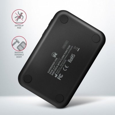 AXAGON MINI stacja dokująca ADSA-D25, USB 3.2 Gen 1 - 2x SATA 6G 2.5 cali SSD/HDD CLONE