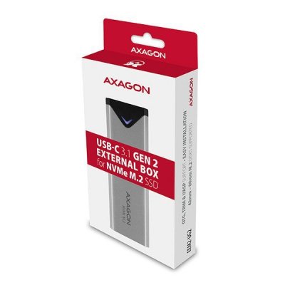 AXAGON Obudowa zewnętrzna aluminiowa EEM2-UG2, USB-C 3.2 Gen 2 - M.2 NVMe SSD, długość 42 do 80 mm